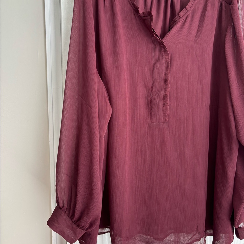 Lane Bryant Rich Burgundy Blouse - Picture 2 of 4